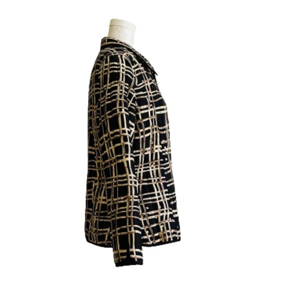 Carole Little Jacket Silk Quilted Black Tan Gold Sequin Bling Zip Front Large - Picture 4 of 11